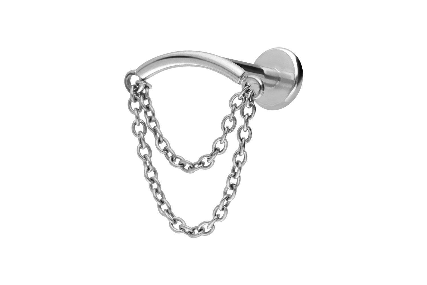 Titan Labret Piercing mit Innengewinde BOGEN + 2 KETTEN